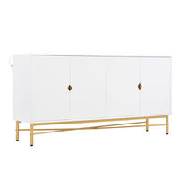 SIDEBOARD DE-37950 mit 4 Türen und Goldakzenten Weiß - Weiß, Holzwerkstoff (160/82/40cm) - ComfortXL