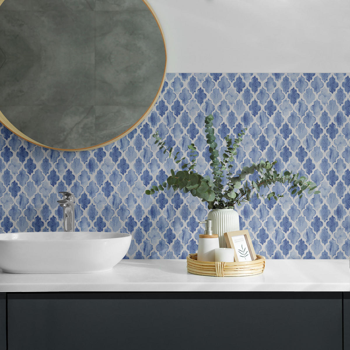 WANDPANEEL 9 Stück 30x30 cm selbstklebend Zanthor - Blau, Kunststoff (30/1.6/30cm) - Wallfluent