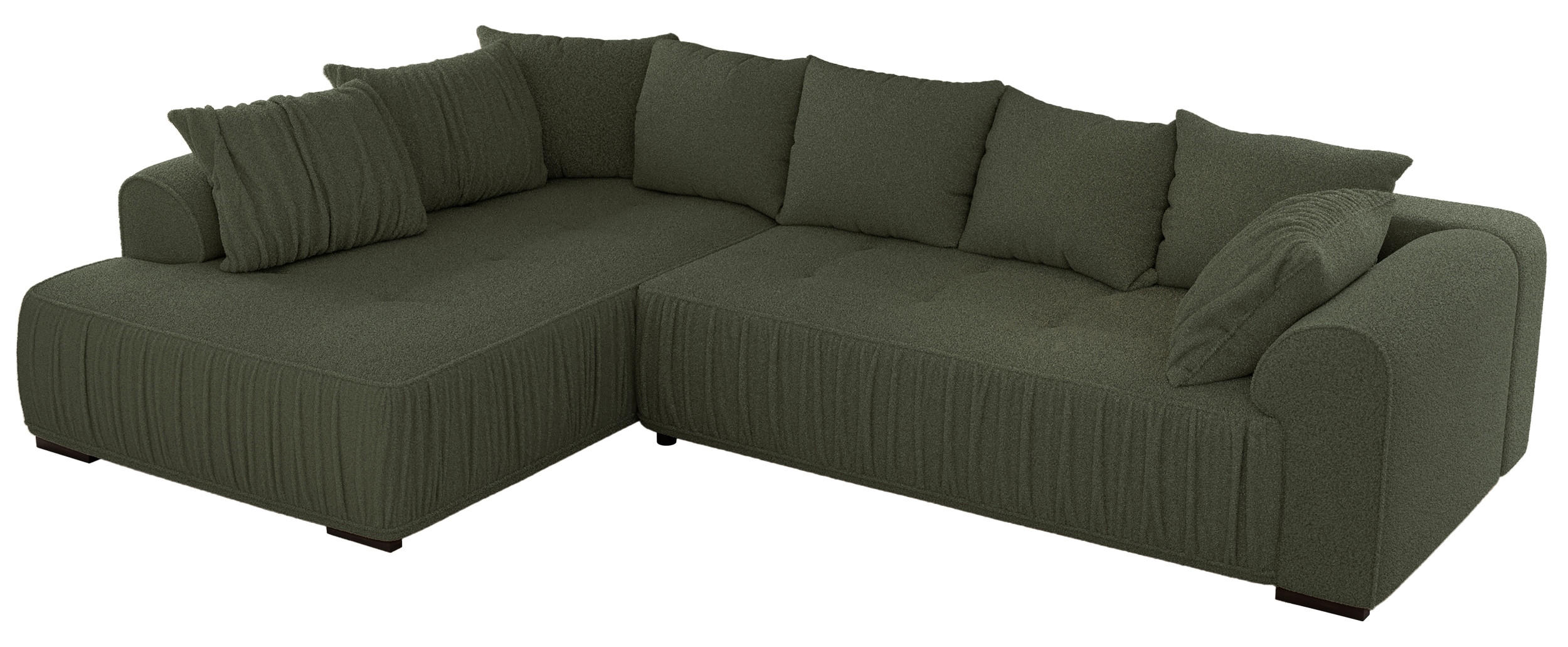 ECKSOFA ORTA Grün Boucle - Links - Schwarz/Grün, Textil (325/200cm) - MKS