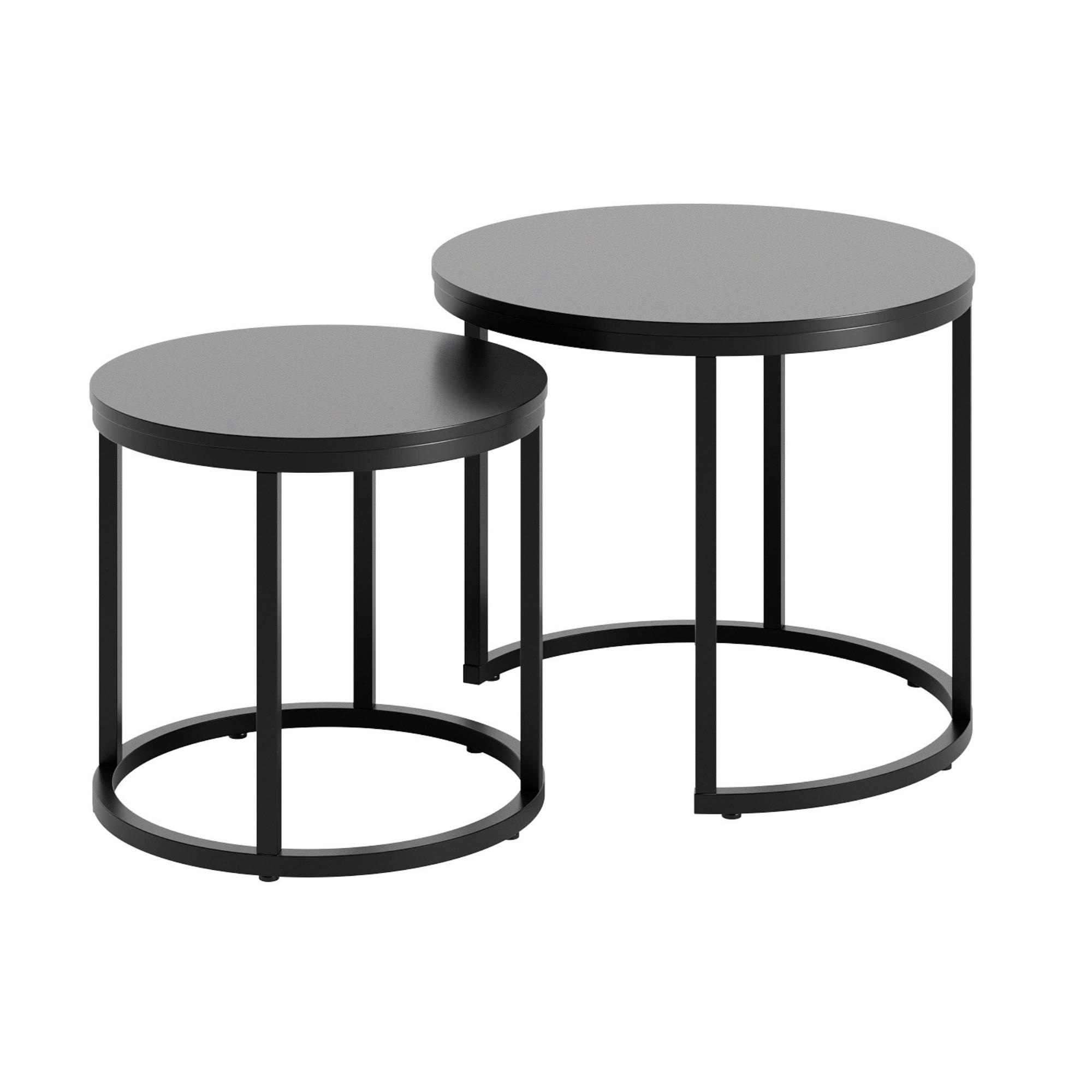 COUCHTISCH 2ER Set rund Schwarz - Schwarz, Holzwerkstoff (50/50/42.5cm) - Home Collective