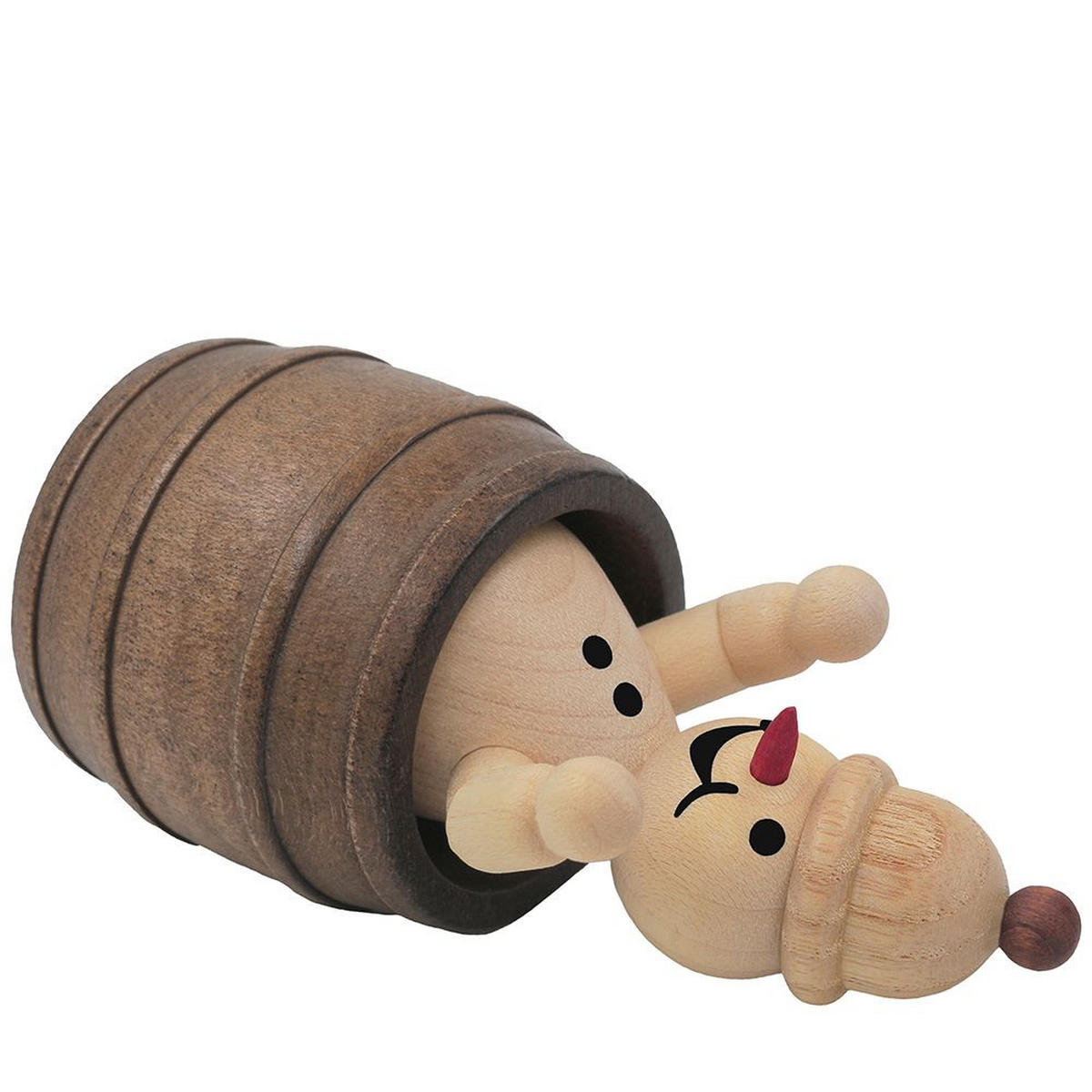 HOLZFIGUR Schneemann Junior liegend im Fass 9 cm - Multicolor, Holz (5/1/0.1cm)