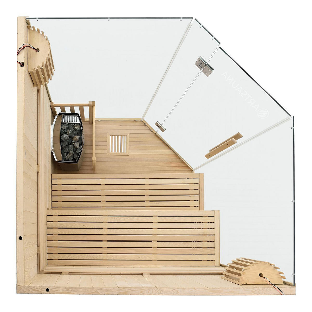 SAUNAKABINE Finnische Sauna Espoo150 Premium - Naturfarben, Holz (150/200/150cm) - Artsauna