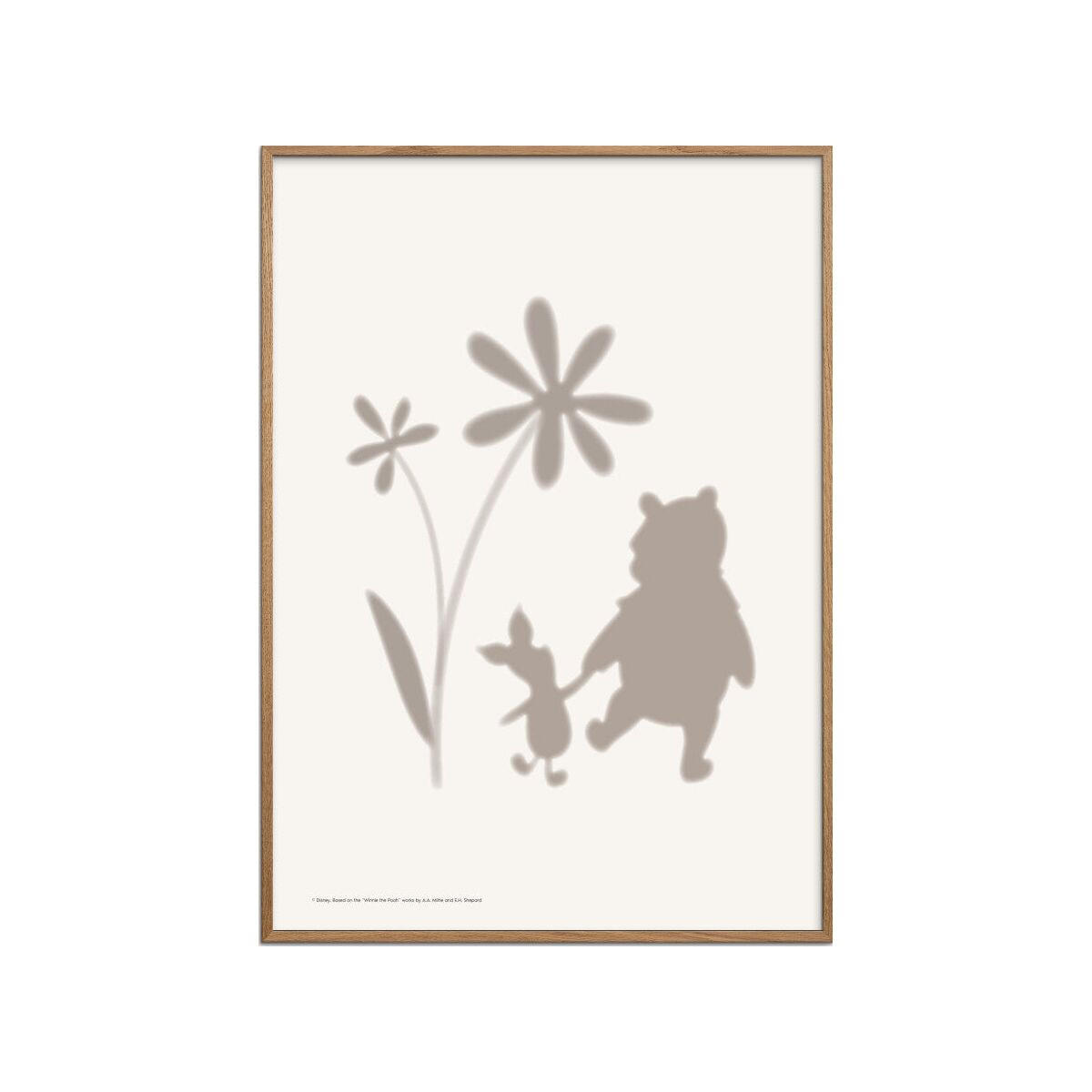 POSTER mit Rahmen Disney - Disney's Winnie the Pooh & Piglet Flower Silhouettes - Eichefarben/Beige, Holz/Papier (50/70cm) - Poster&Frame