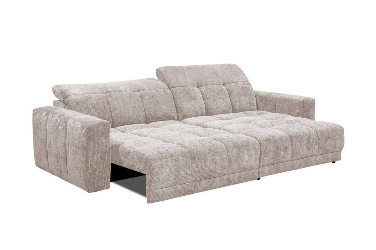 ECKSCHLAFSOFA mit elektronische Sitztiefenverstellung - Beige/Schwarz, Kunststoff/Textil (170/297cm) - ed exciting design
