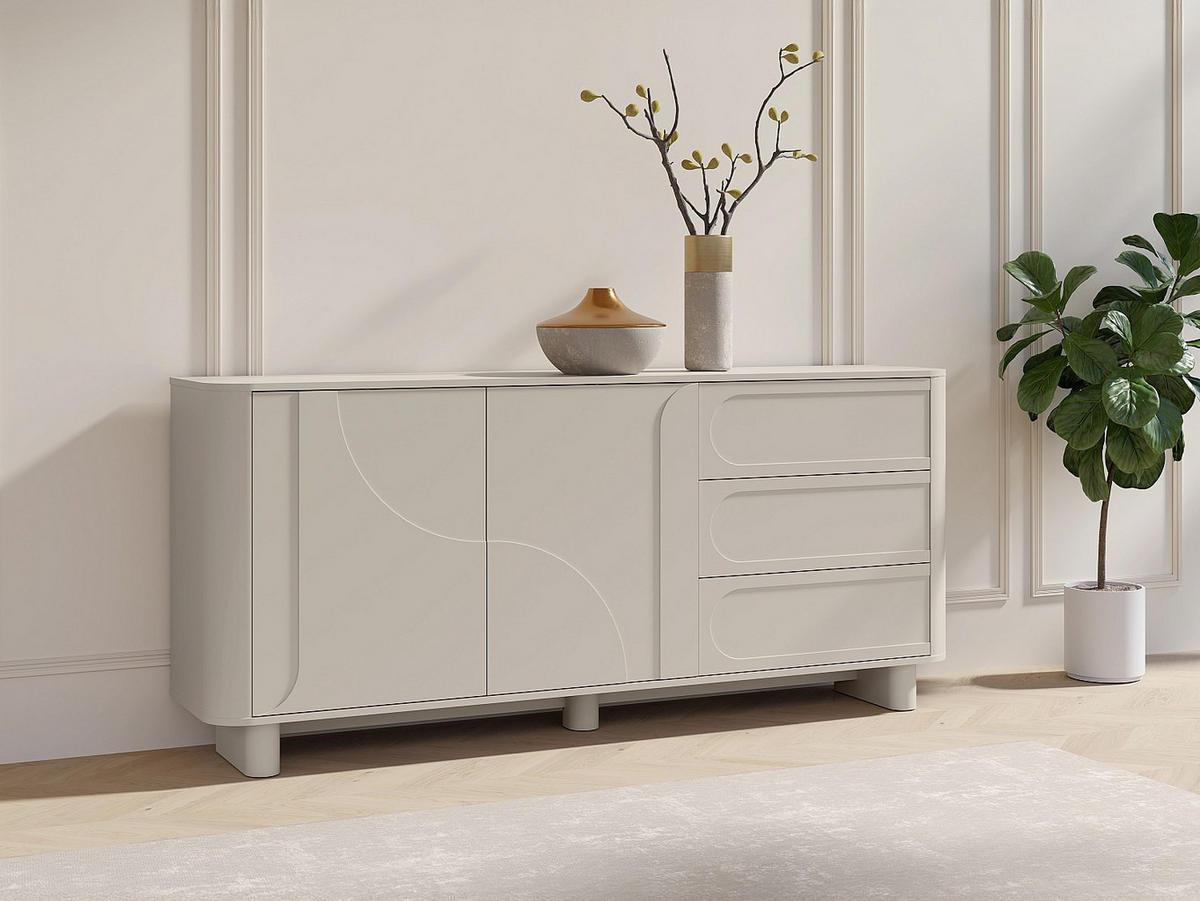 SIDEBOARD - 2 Türen & 3 Schubladen - Beige - DIGARA - Beige, Holz (190/85/40cm) - Vente-Unique