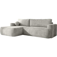 ECKSOFA Marion mit Schlaffunktion & Bettkasten in Chenille Hellgrau, Links 267/154/83 cm - Hellgrau/Schwarz, Kunststoff/Textil (267/154cm) - WFL GROUP