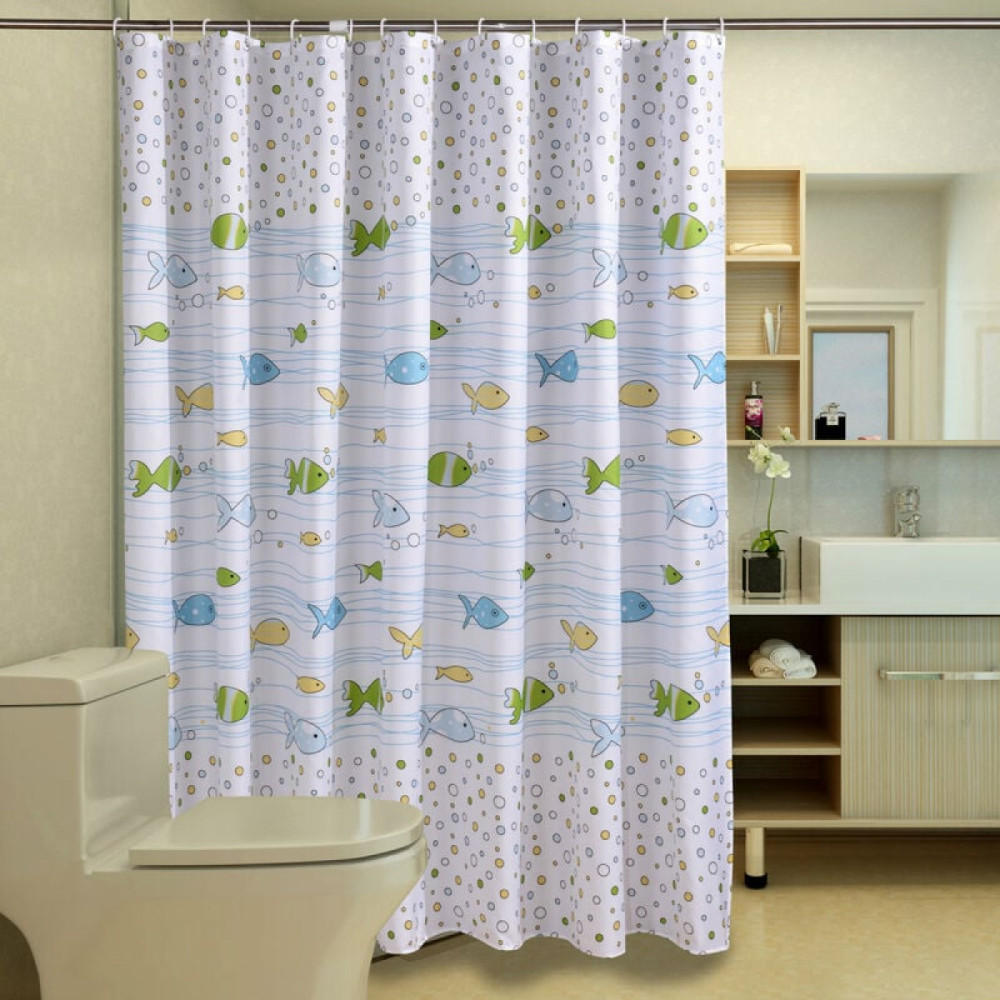 DUSCHVORHANG Polyester schnell trocknend wasserdicht mit Haken Badezimmer - Weiß, Kunststoff (180/200cm) - MCBOSON