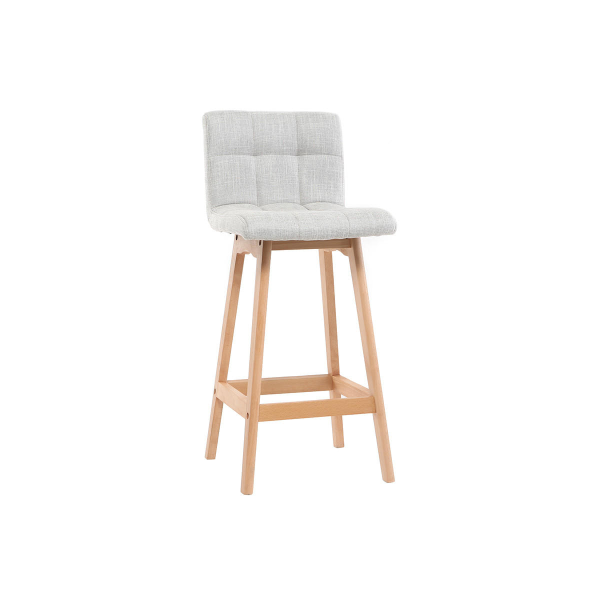 BARHOCKER Design Holz Perlgrau 65 cm 2er-Set KLARIS - Grau, Holz (47/93/39.5cm) - Miliboo