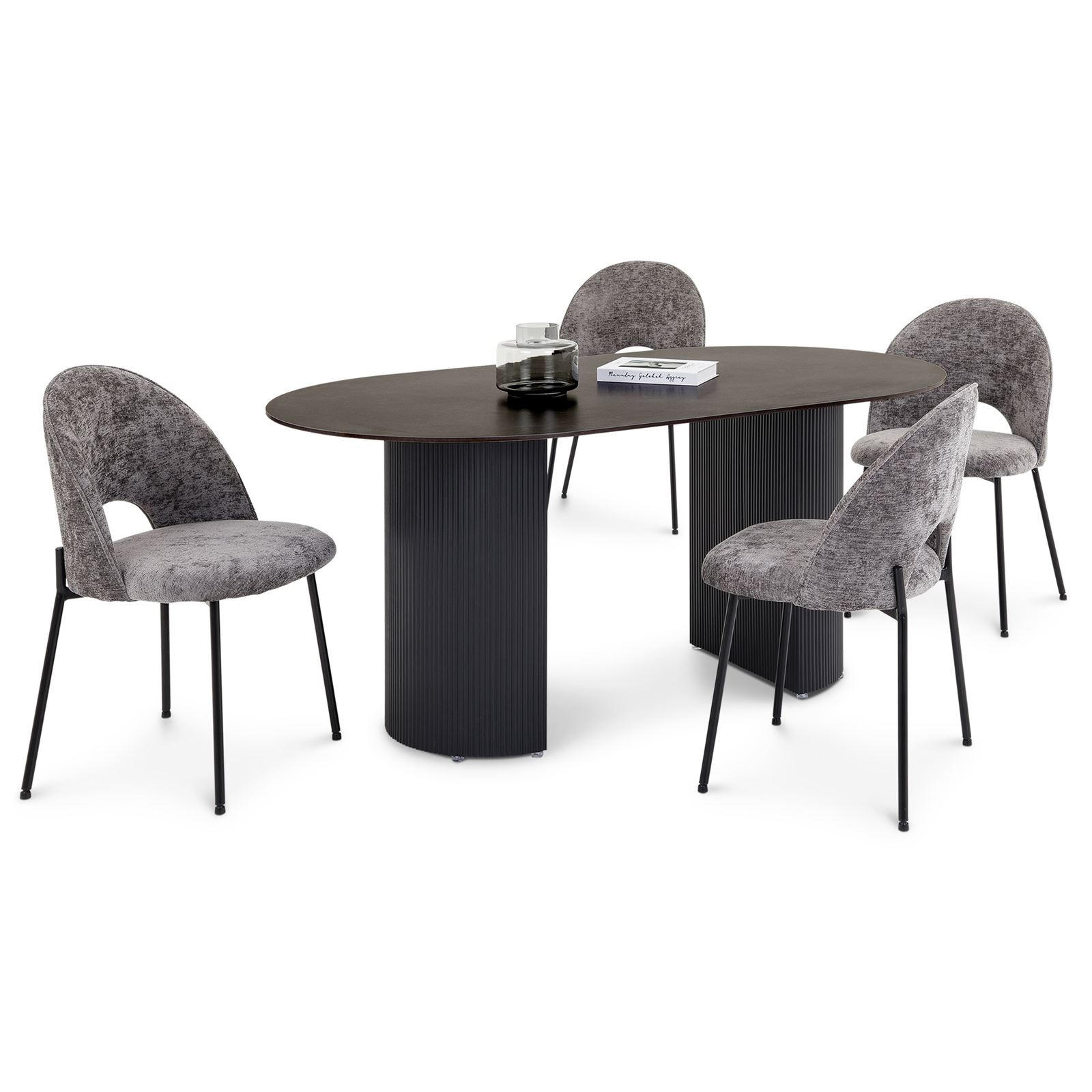 ESSGRUPPE LISANDRO - Dunkelgrau, Metall (160/75/90cm) - IDIMEX