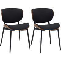 STUHL 2er Set Stoff Walnuss/Schwarz - Walnussfarben/Schwarz, Textil/Metall (50/80/54cm) - CLP