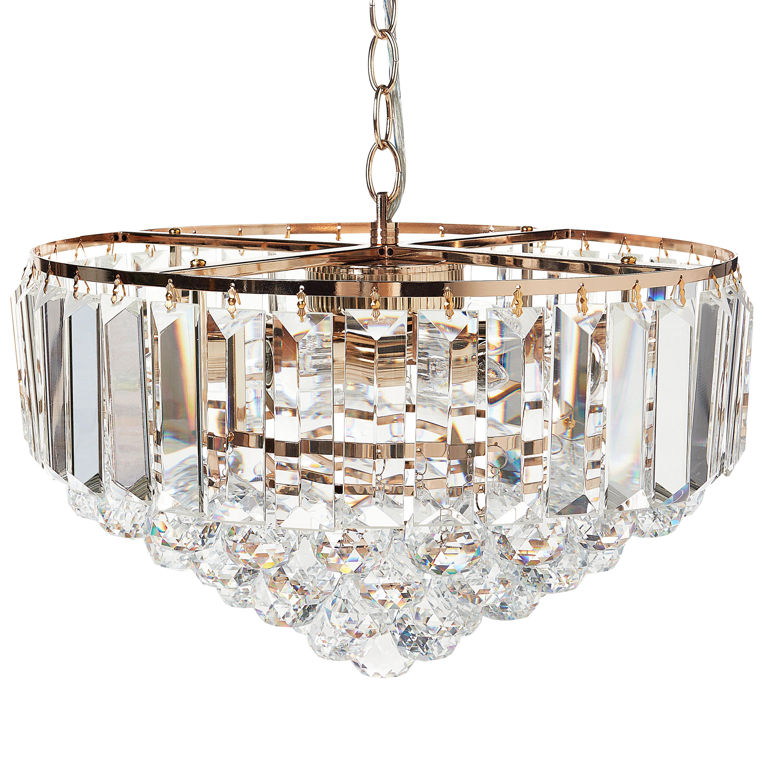 KRONLEUCHTER Gold Acheiro L - Transparent/Goldfarben, Glas (49/49/120cm) - Beliani