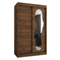 SCHIEBETÜRENSCHRANK mit Spiegel ULTRA 200/120/62 2-türig - Silberfarben/Walnussfarben, Holz (120/200/62cm) - MÖBEL KRYSPOL