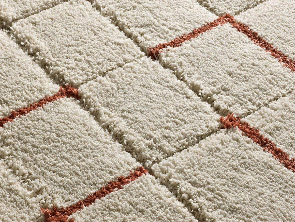 HOCHFLORTEPPICH Weiß Brenda 200/290 cm - Beige/Terra cotta, Naturmaterialien/Textil (200/290cm) - Atticgo
