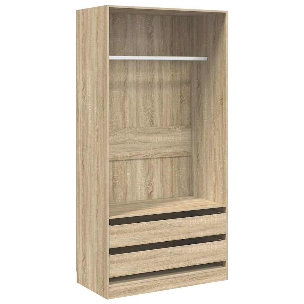 KLEIDERSCHRANK mit 2 Schubladen, 110/50/200 cm, aus Holzwerkstoff, in Sonoma-Eiche - Braun, Holz (100/200/50cm) - vidaXL