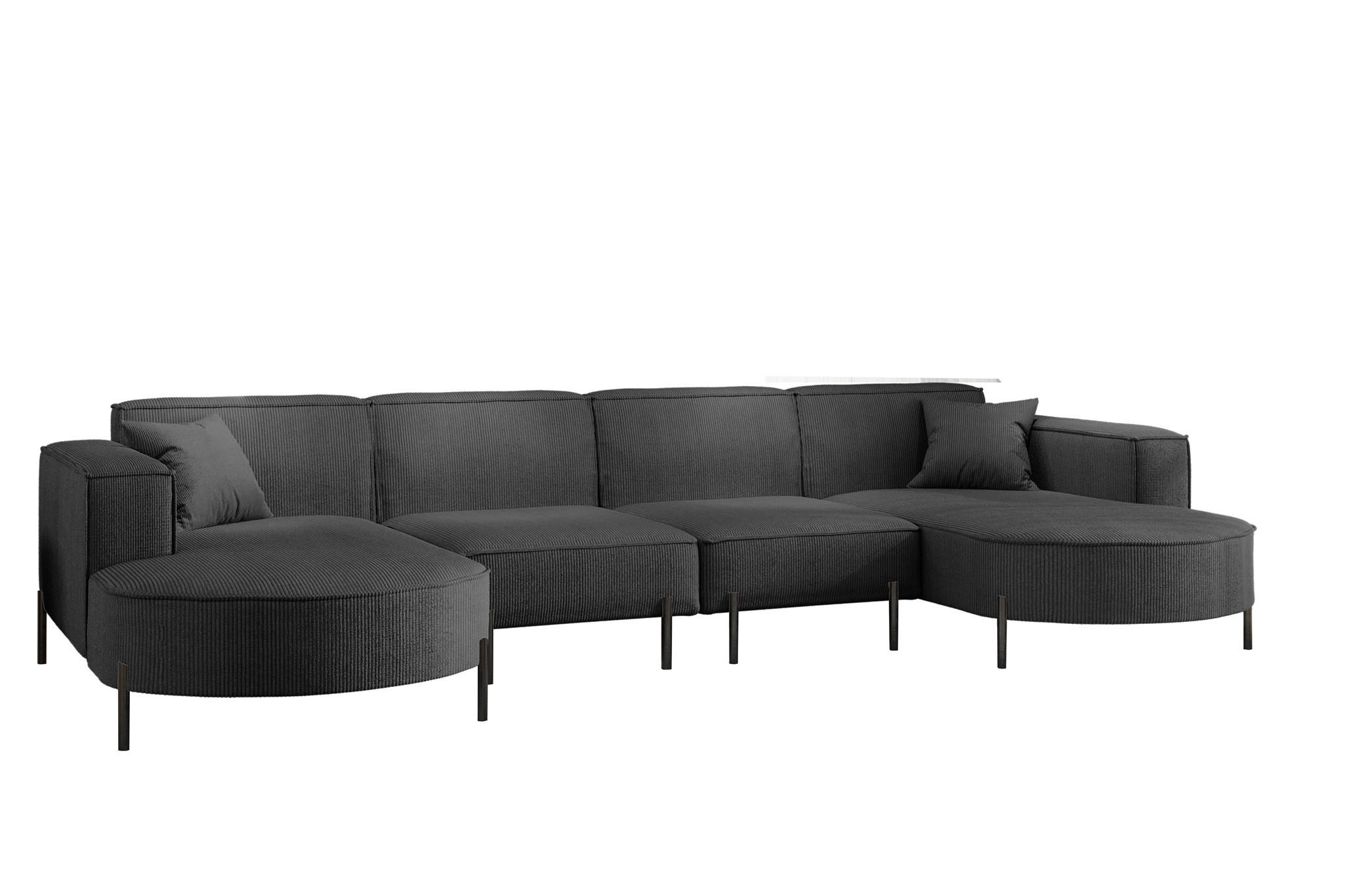 WOHNLANDSCHAFT Valencia Xl - Anthrazit, Holzwerkstoff/Textil (384/80/165cm) - Fun Möbel
