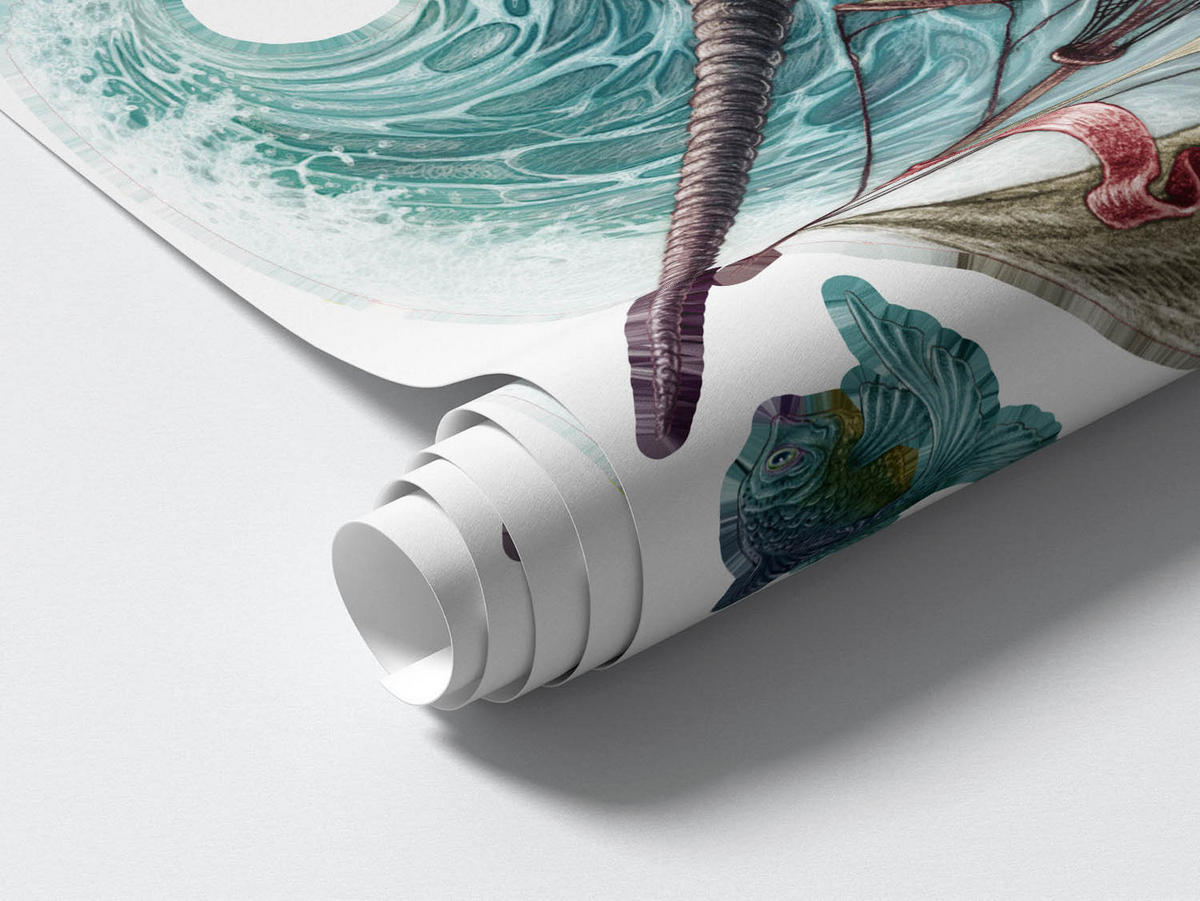 WANDAUFKLEBER 130x142cm - Meerestiere - Multicolor, Kunststoff (130/142/0.1cm) - Wallfluent