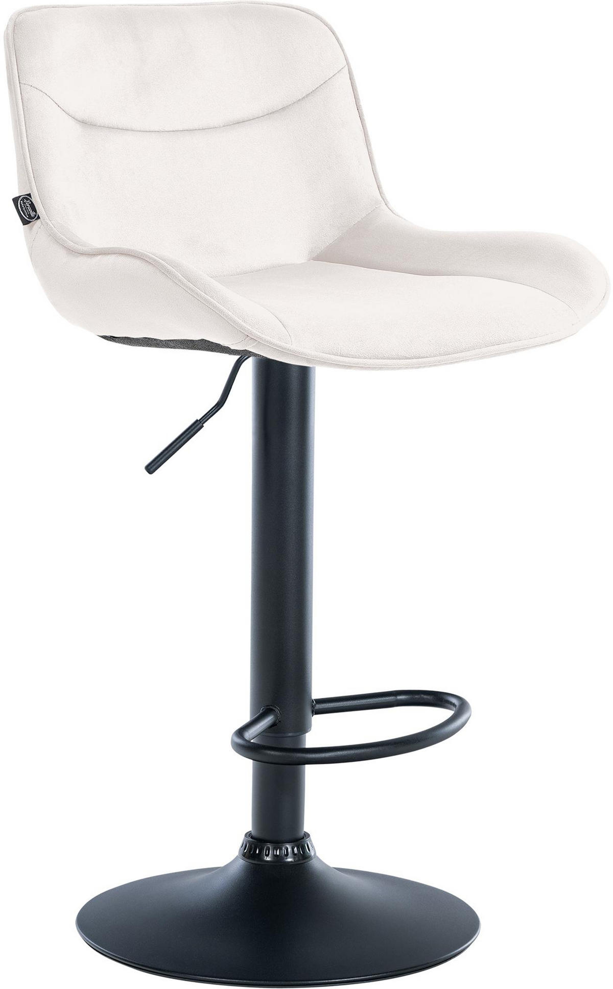 BARHOCKER Vulcano Samt schwarz creme - Schwarz/Naturfarben, Textil/Metall (49/106/51cm) - TPFLiving