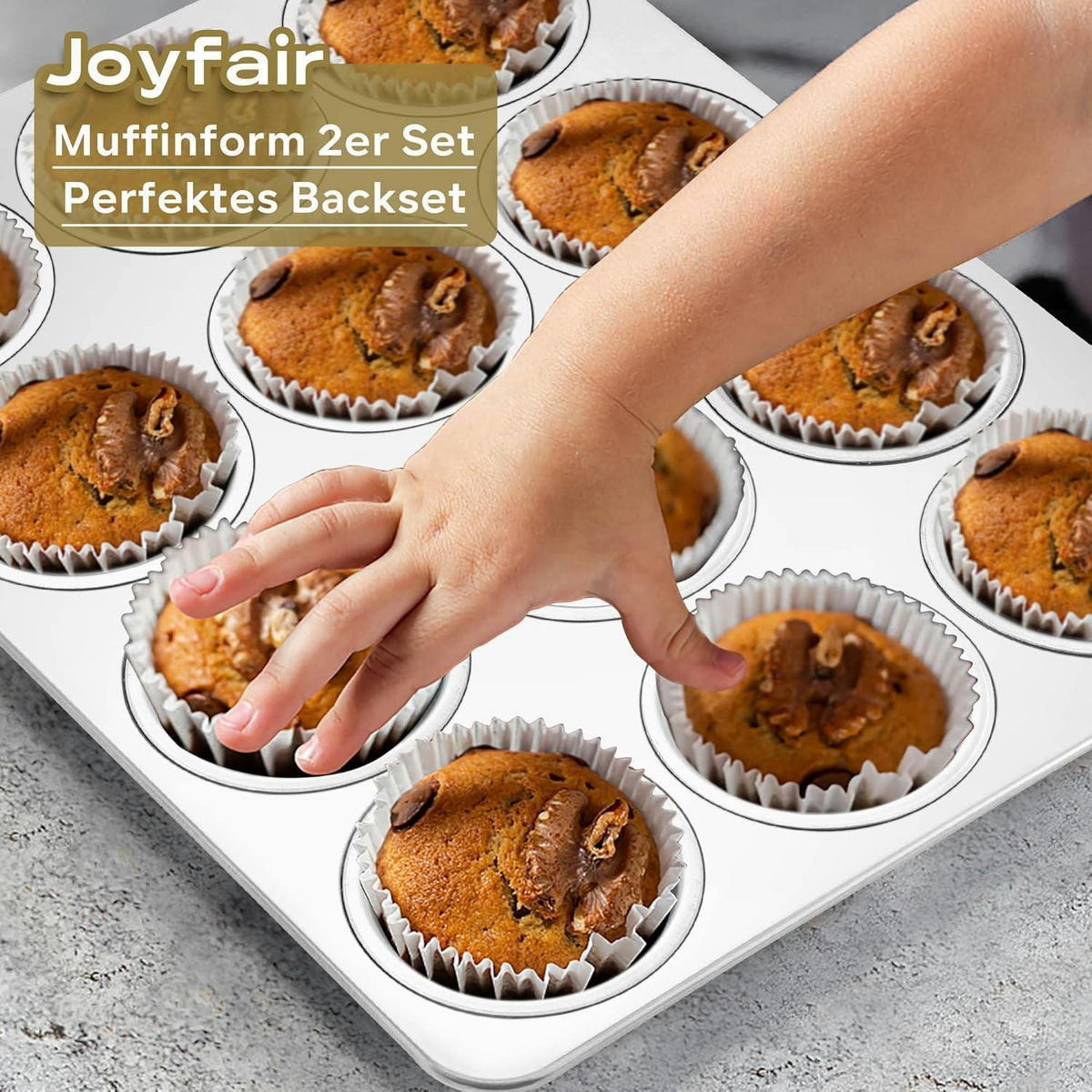 MUFFINBACKFORM 2er Set Edelstahl 12 Mulden 35 x 27 cm - Silberfarben, Metall (27/3/35cm)