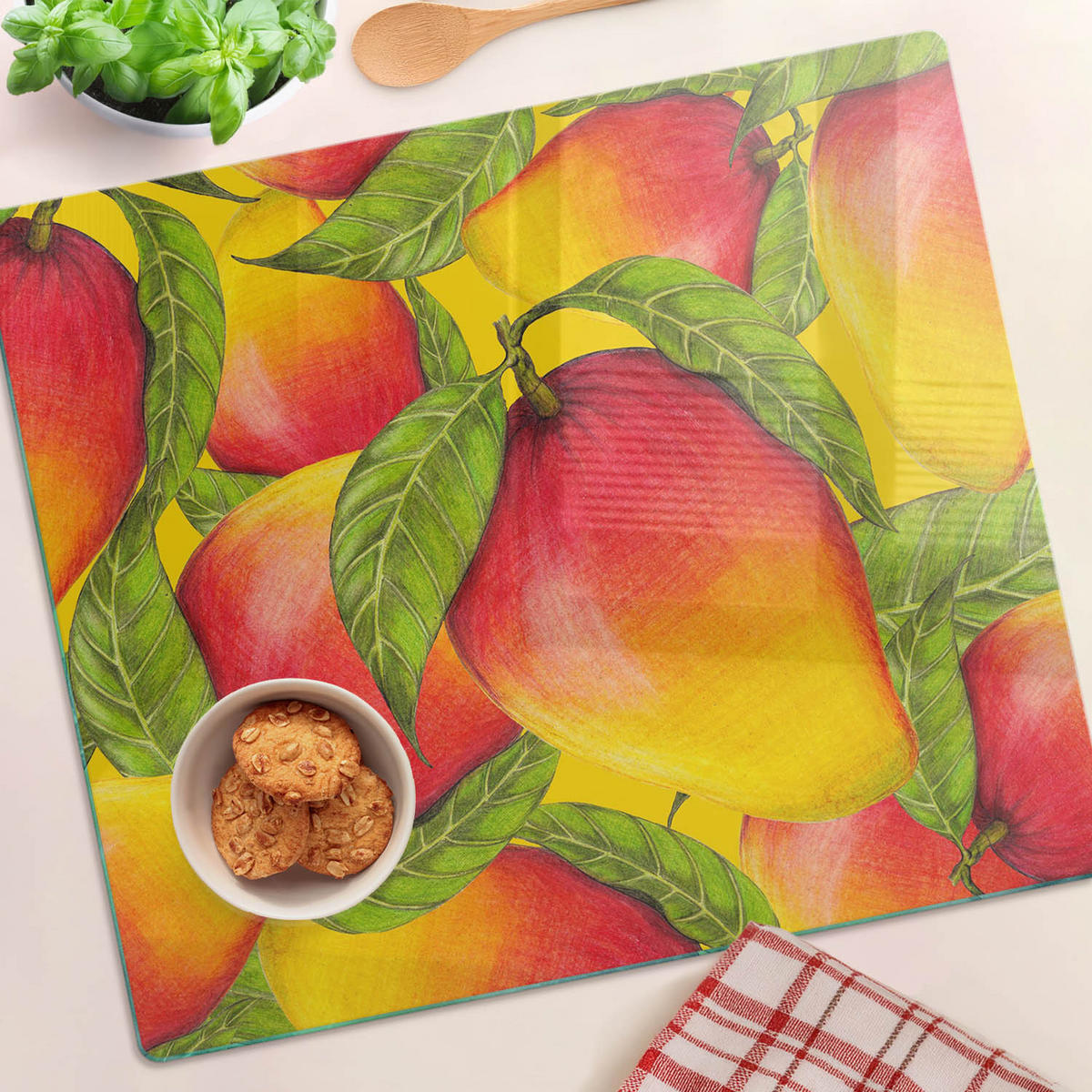 GLASPLATTE 60x52 cm Mango - Multicolor, Glas (60/0.4/52cm) - TULUP