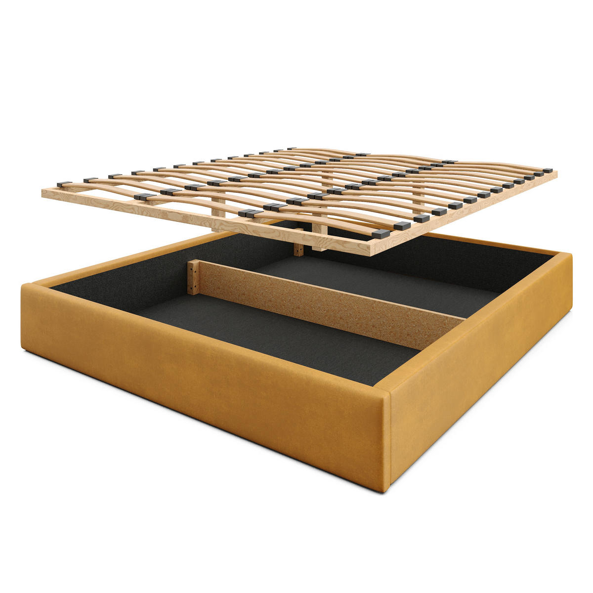 POLSTERBETT 180x200cm Bett mit Stauraum Lattenrost Gelb - Gelb, Holz/Holzwerkstoff (180/200cm) - Muralo