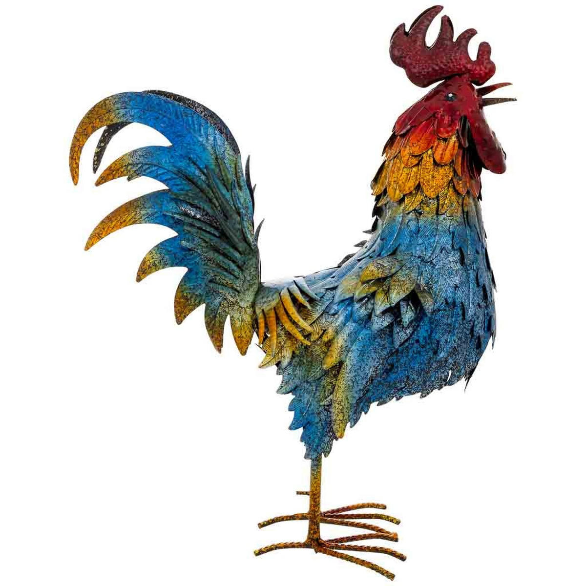 HAHNFIGUR aus metall 41x16x54cm - Blau, Metall (41/54/16cm) - Wanderlust