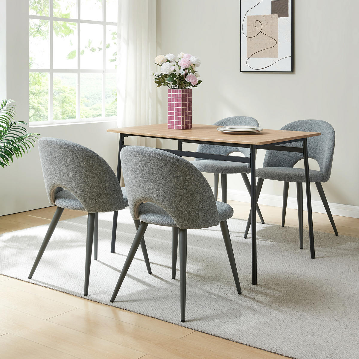 ESSZIMMERSTUHL-SET 4 TLG. Karijoki - Dunkelgrau/Grau, Textil/Metall (50/77/55cm) - [en.casa]
