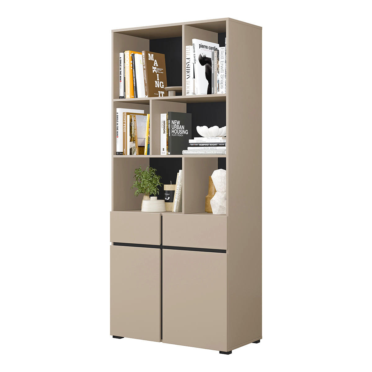 KNIHOVNA Lilia Taupe - šedohnědá, kompozitní dřevo (85/190/38.5cm) - Petits-meubles