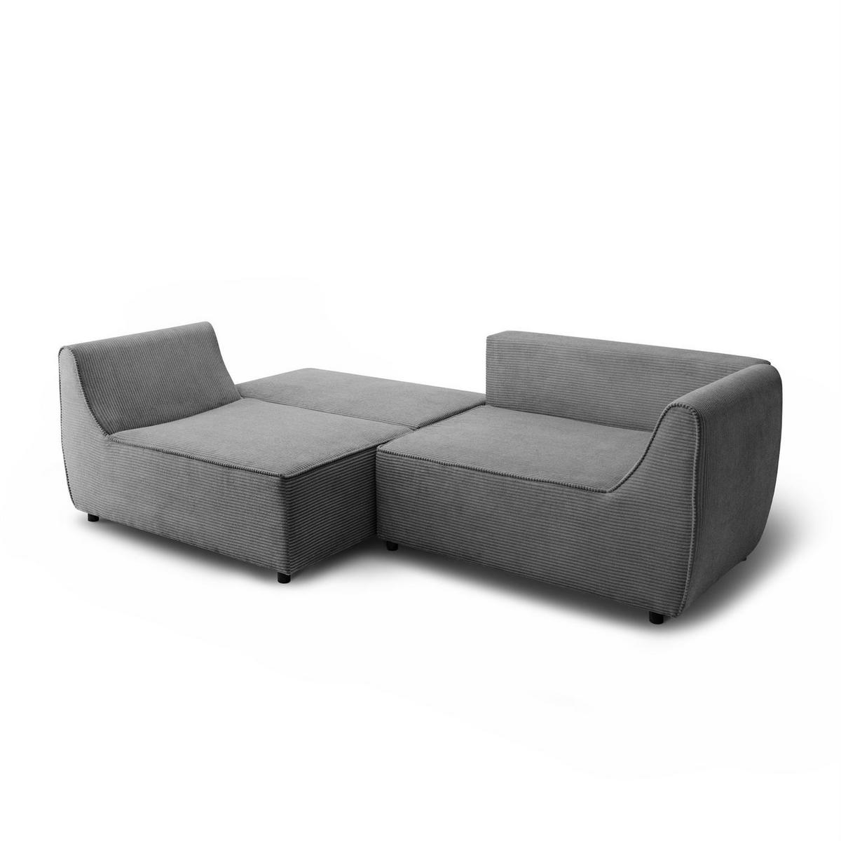 SOFA ASPEN Zweisitzer mit Schlaffunktion, Anafi 03 - Dunkelgrau, Textil (267/94/95cm) - Lookway