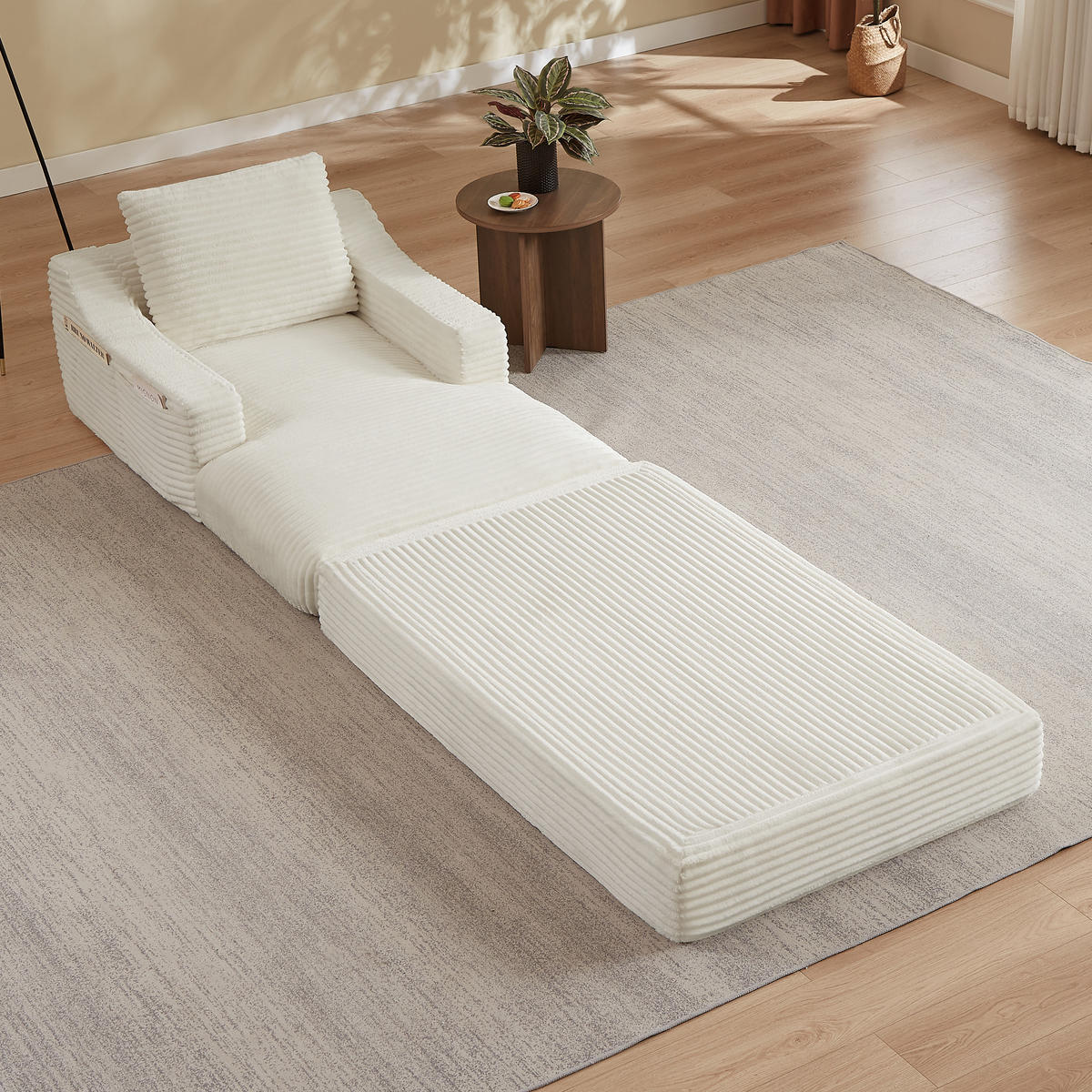 SOFAELEMENT 160/100/85 cm Weiß Cord mit Aufbewahrungstasche - Weiß, Textil (162/68/100cm) - Oxeza