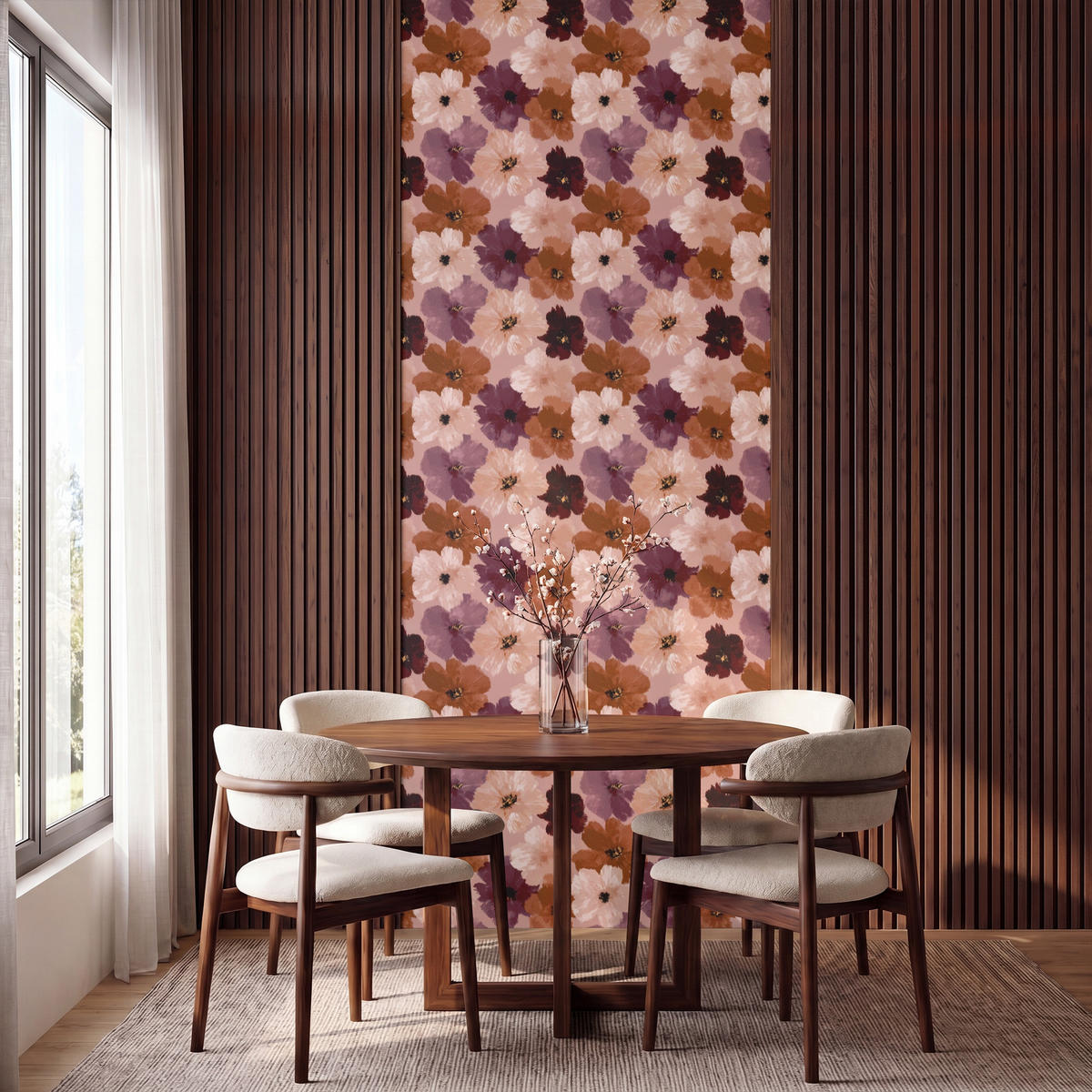 TAPETE - Blumen - Abstrakt - Erdtöne - 120x280 cm - Multicolor, Papier (120/280cm) - OnlyWow