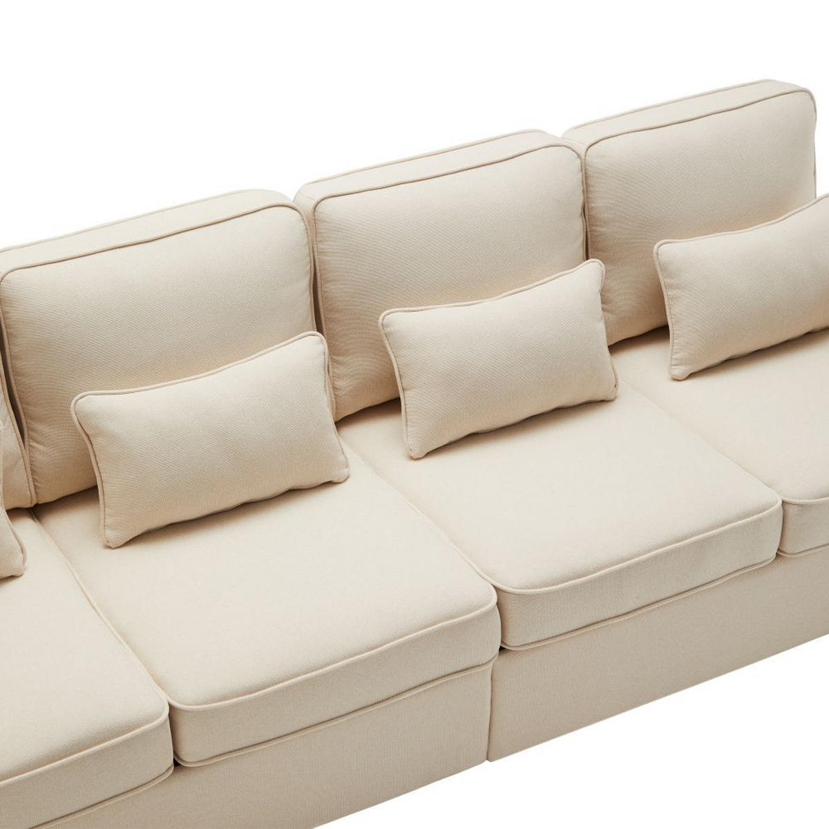 VIERSITZER-SOFA in Beige Leinen mit 4 Kissen - Beige, Textil (83/87/264cm) - KOMHTOM