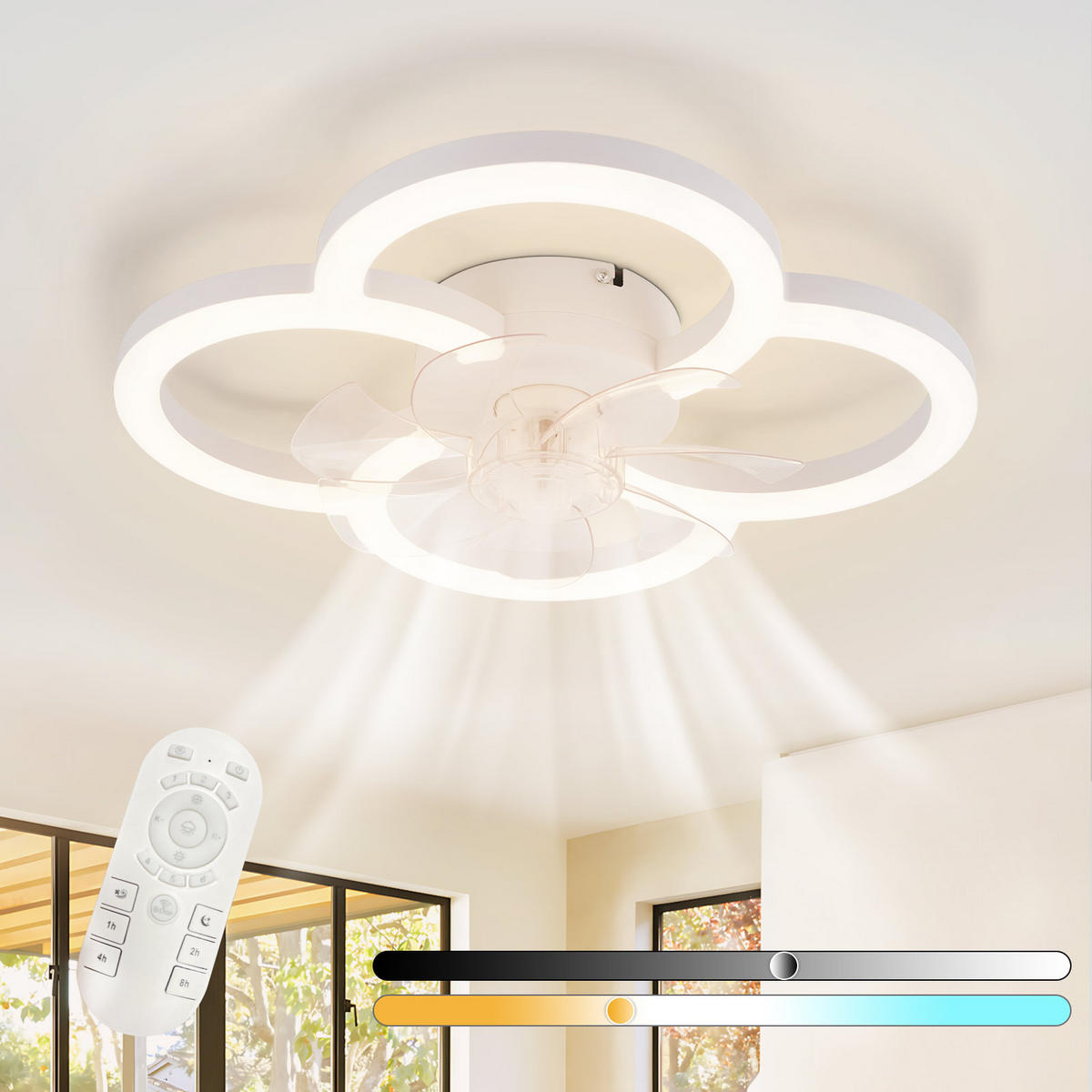 DECKENLEUCHTE mit Ventilator Ulvarn 50/50/14 cm - Weiß, Kunststoff (50/50/14cm) - ZMH