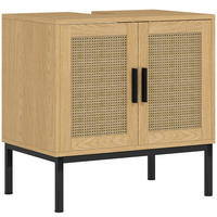 WASCHBECKENUNTERSCHRANK Unterschrank mit Schrankfach, Rattanoptik, Eiche - Eichefarben, Holz (39/60/60cm) - Kleankin
