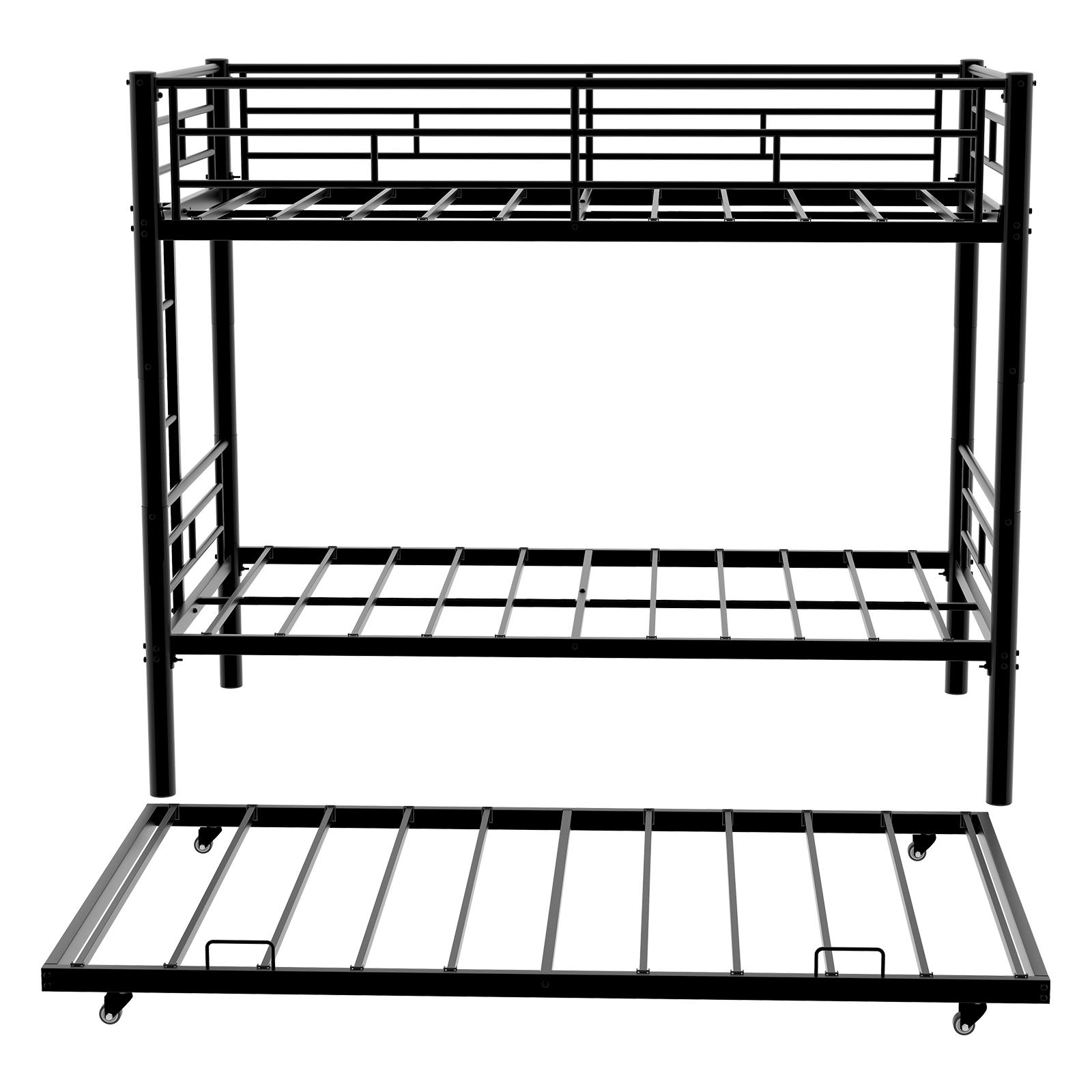 KINDERBETT Schwarz Liegefläche 90/190 cm, Etagenbett, Sicherheitsgeländer - Schwarz, Metall (90/190cm) - PANGIVO