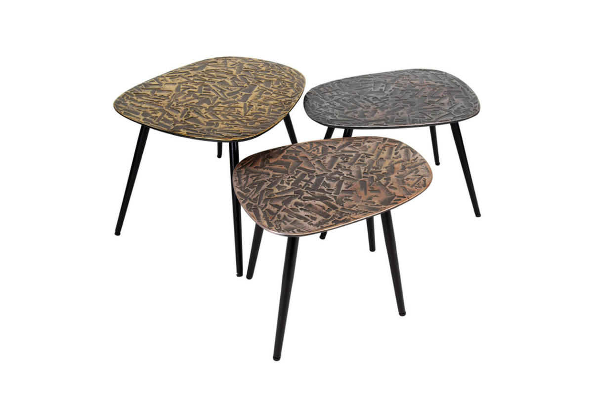 COUCHTISCH-SET YATA Multicolor Metall - Multicolor/Schwarz, Metall (62/51/42cm) - KAWOLA