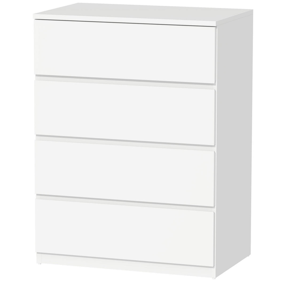 KOMMODE Weiß grifflos 60/40/80 cm - Weiß, Holzwerkstoff (60/80/40cm) - PANGIVO