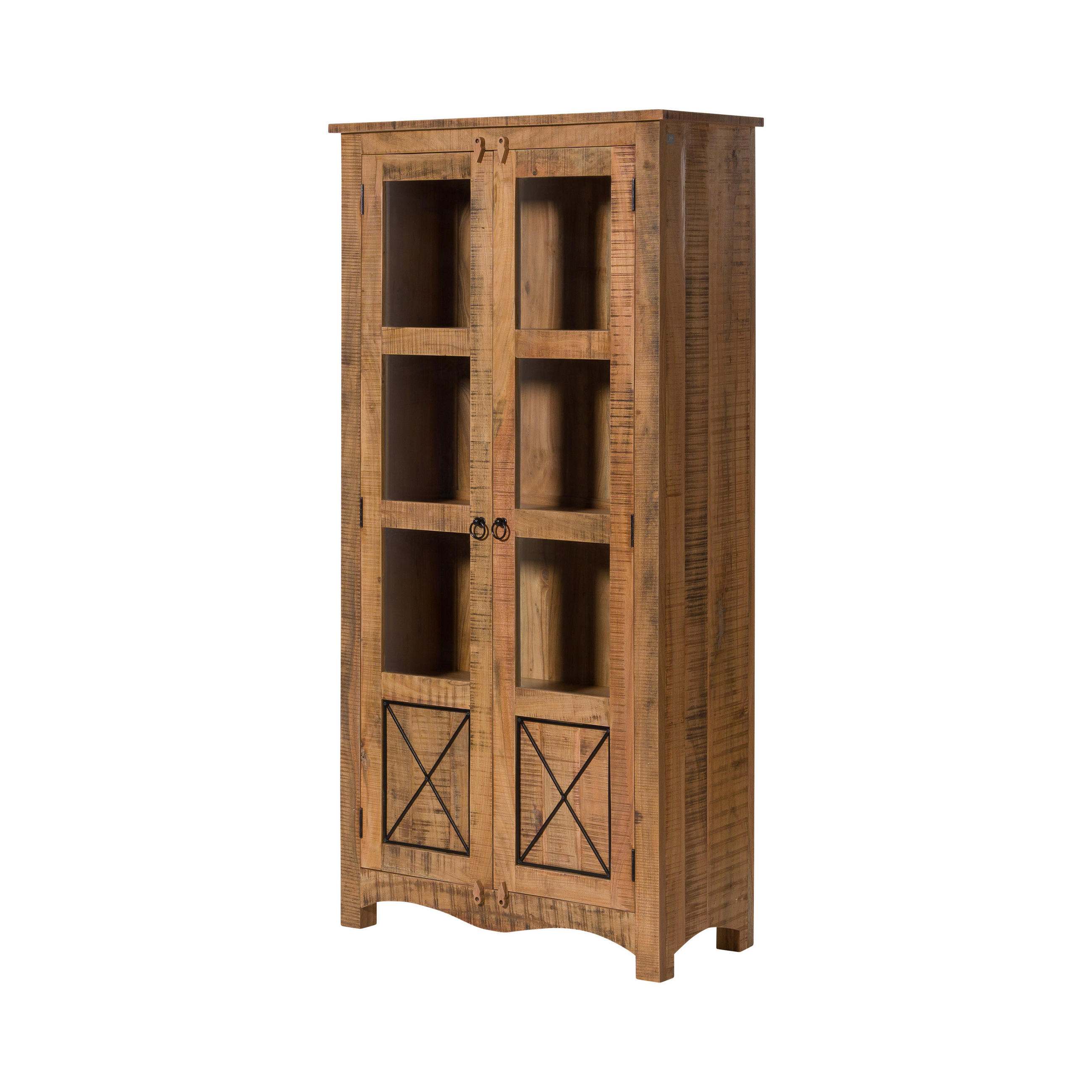 Massivmoebel24 Vitrine Natur 90x180x40 cm