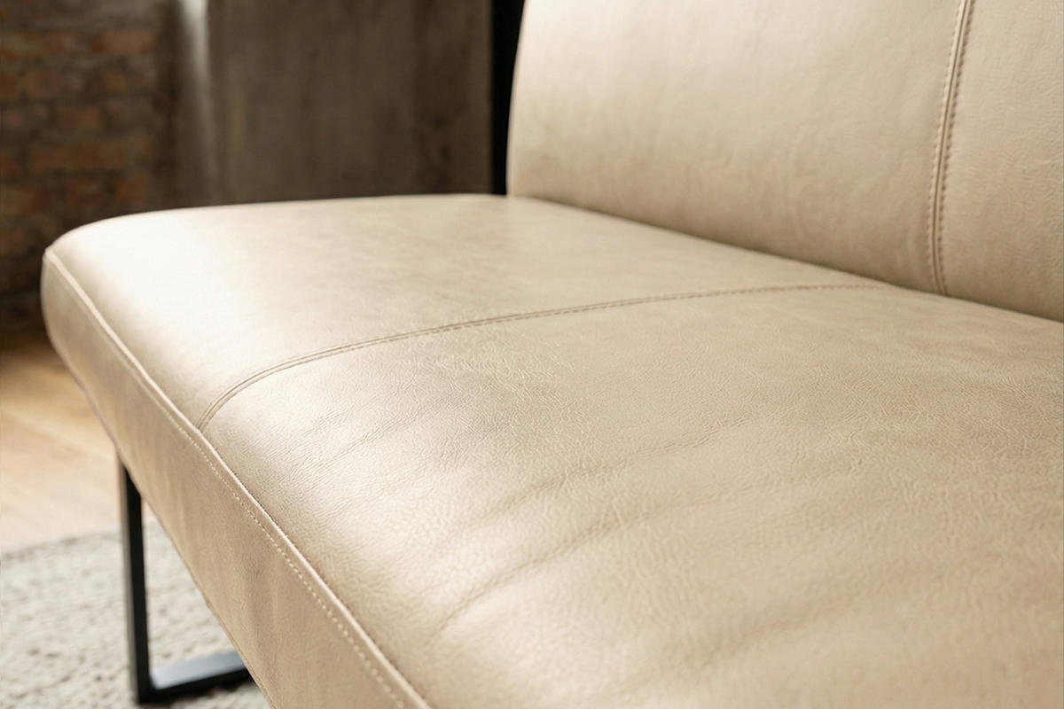 ESSZIMMERBANK ELEEN Beige Leder - Beige, Leder (123/85/69cm) - KAWOLA