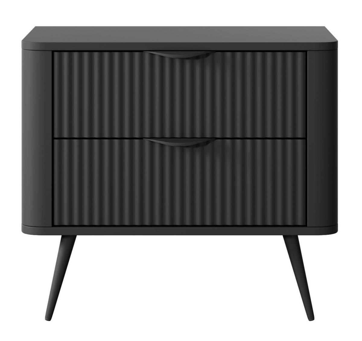 NACHTTISCH Schwarz Lena Ryflowany - Schwarz, Holzwerkstoff (63/55/38cm) - Sepro Meble