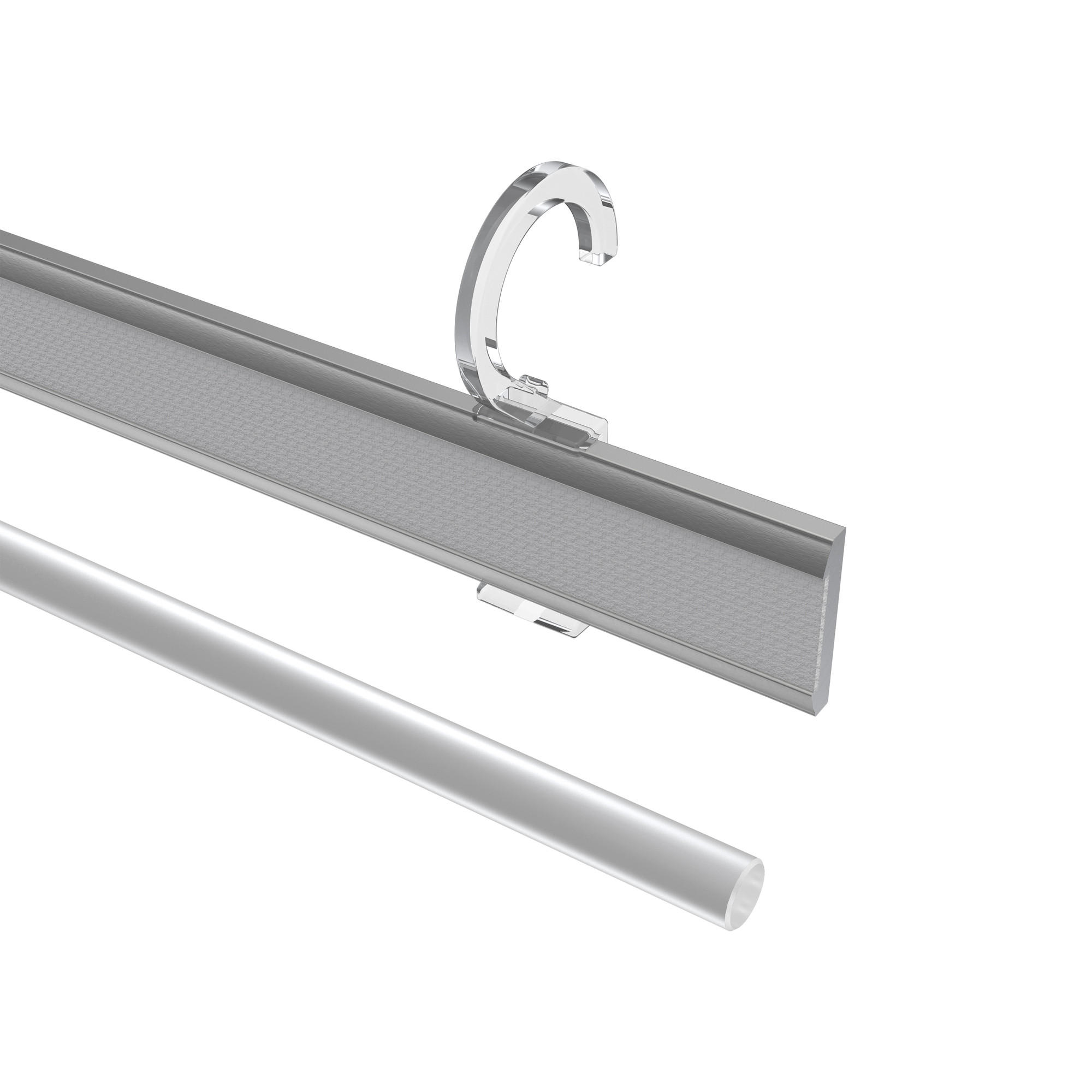 PANEELWAGEN MIT KLETTBAND und Öse für Rundrohre 16/20 mm Ø Easyclip 90 cm, Aluminium, Silbergrau - Alufarben, Metall (2.9/6.1/90cm) - INTERDECO