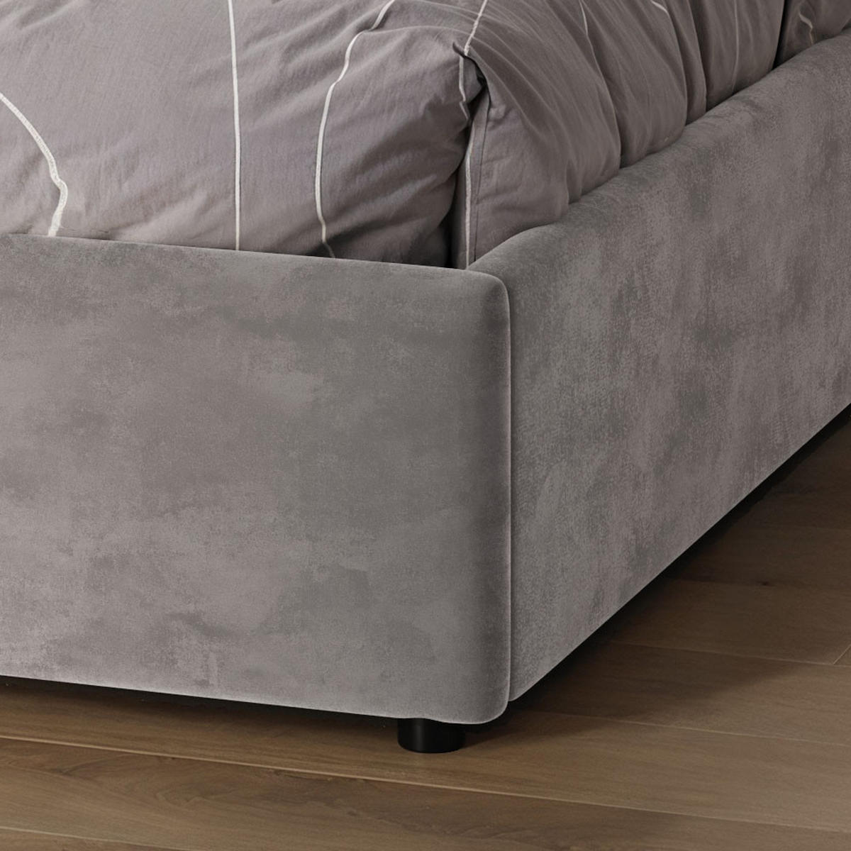 POLSTERBETT 160×200 cm mit Bettkasten und Lattenrost Nela HLR-22 Grau Velours - Grau, Holz/Metall (160/200cm) - Jana