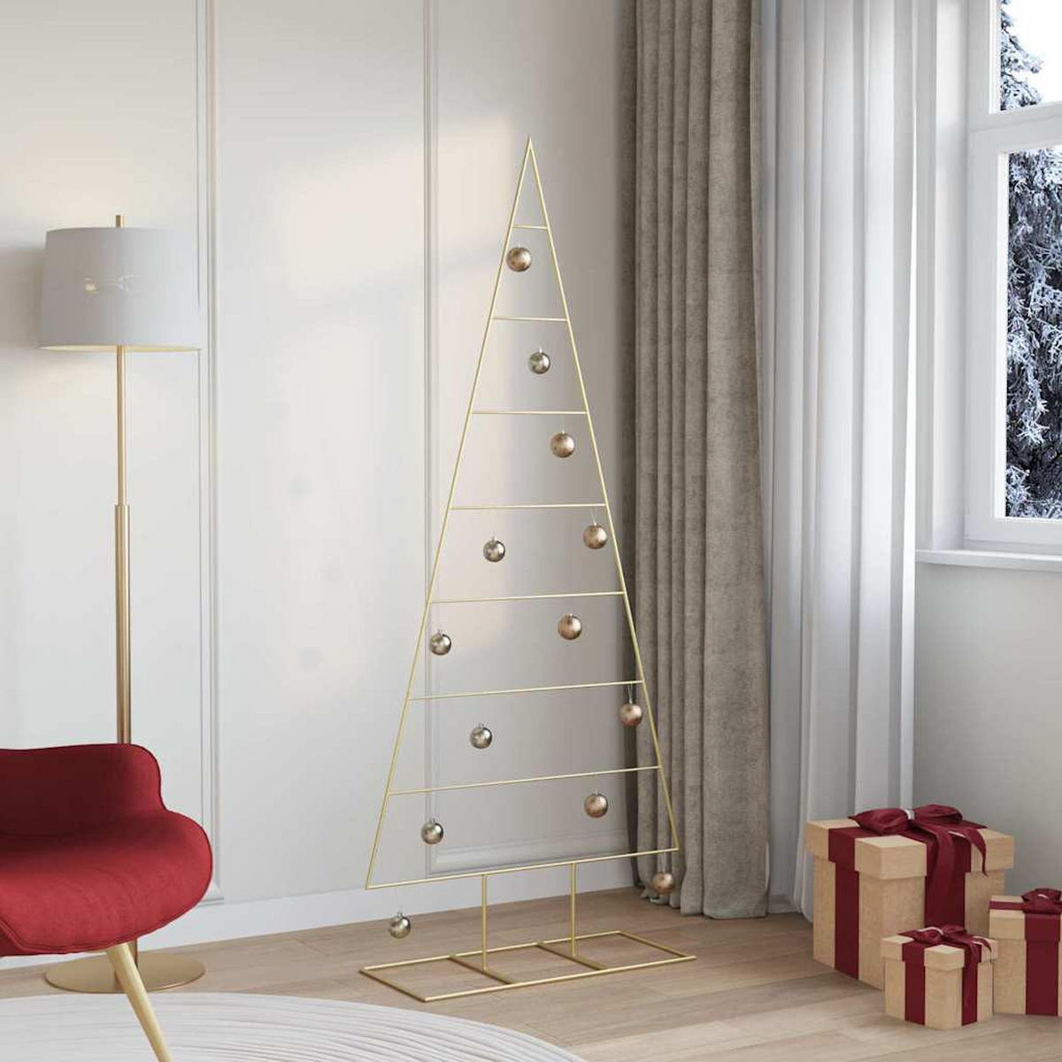 WEIHNACHTSBAUM Metall Gold 181 Cm Pulverbeschichteter Stahl - Goldfarben, Metall (181cm) - vidaXL