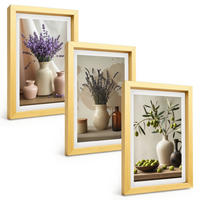 BILDER SET 3er Set - 20x30 cm Goldrahmen - Lavendelblüten, Oliven, Gefäße - Goldfarben, Kunststoff (20/30cm) - TULUP