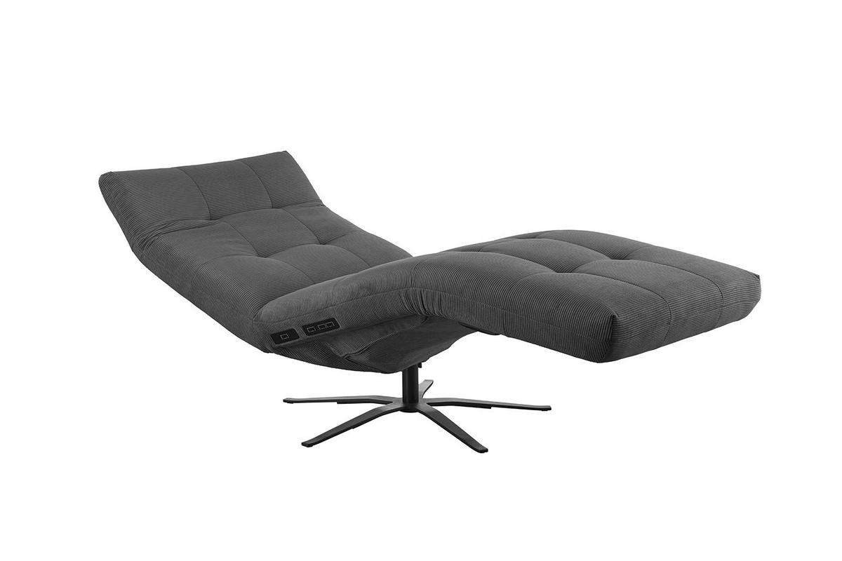RELAXLIEGE LETICIA Anthrazit Cord - Anthrazit/Schwarz, Textil/Metall (82/115/156cm) - KAWOLA