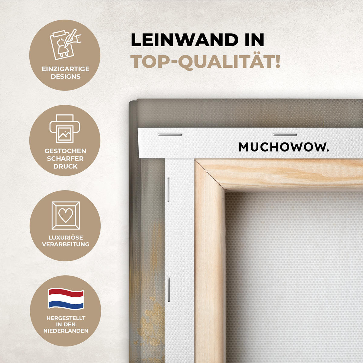 LEINWANDBILD Gemälde - Baum - Abstrakt - Blätter Room Decor 30x40 cm - Beige, Textil (30/40cm) - MuchoWow