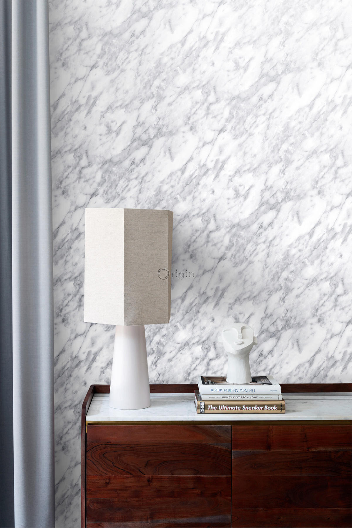 TAPETE Marmor-Optik 53 cm x 10.05 m - Weiß, Papier (53/1000cm) - Origin Wallcoverings