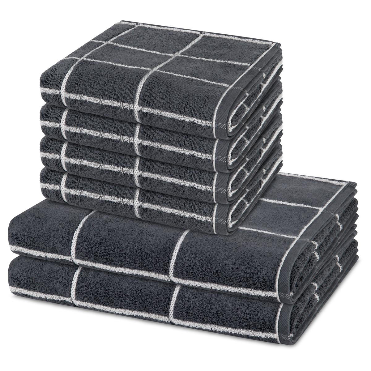 FROTTIERSET Sensual Skin Karo 6-teilig - Grau, Textil (50/100cm) - Ross