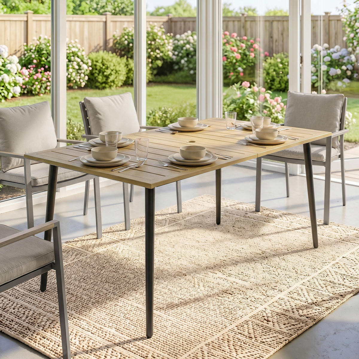 GARTENTISCH Braun 150.0/90.0/73.0cm - Braun, Metall (150/90/73cm)