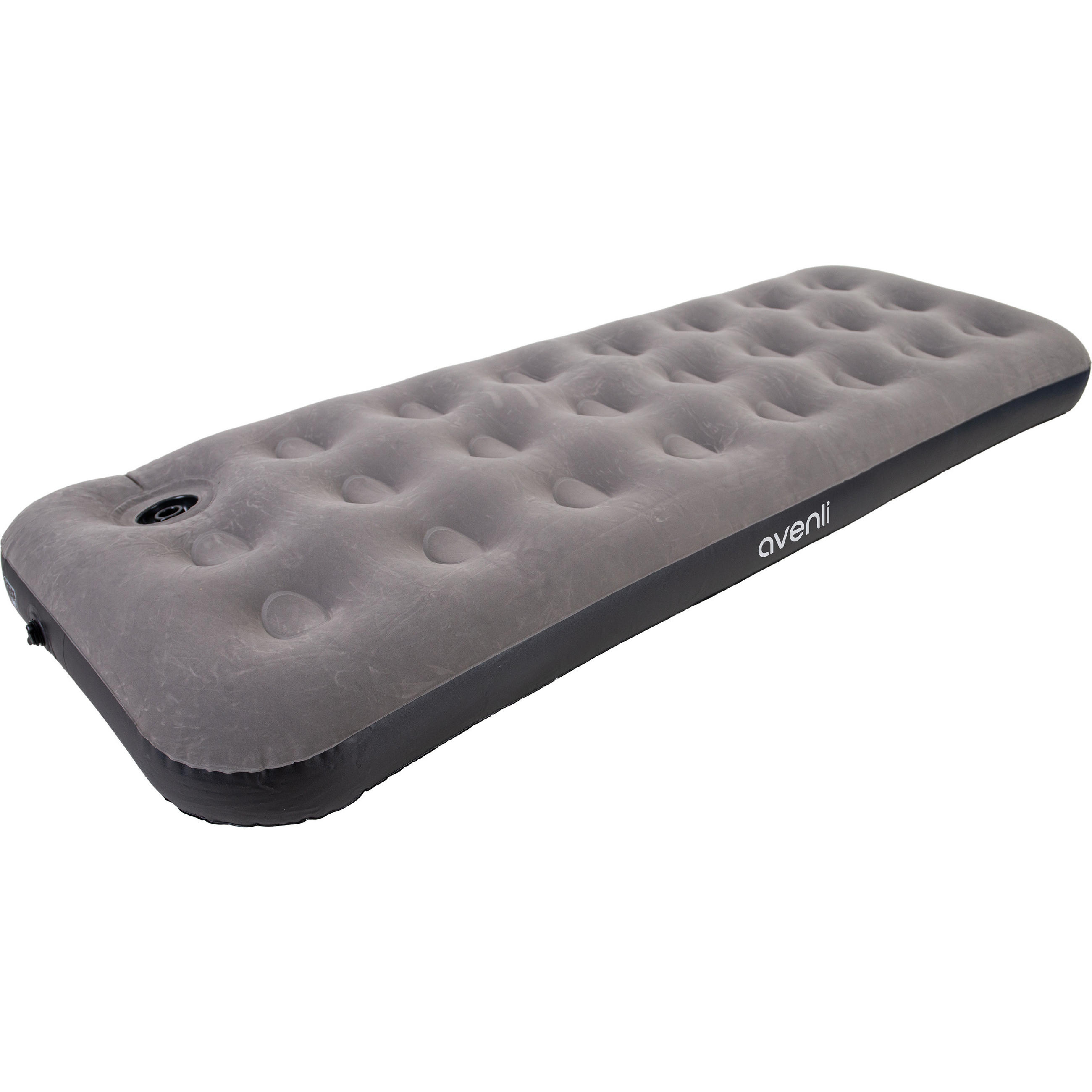 LUFTBETT Luftmatratze Camping CloudCoil grau mit Fußpumpe 191x73x22cm - Grau, Kunststoff (73/191cm) - Avenli