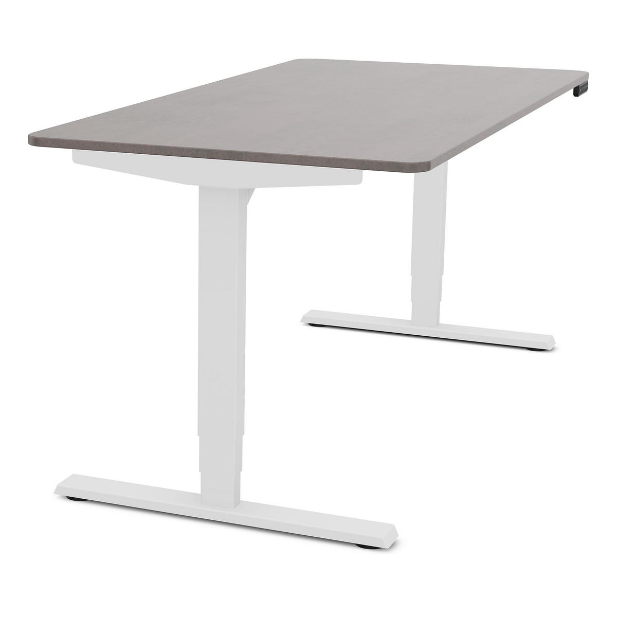 SCHREIBTISCH Elektrisch höhenverstellbarer Schreibtisch Y-Line Curved Sichtbeton Anthrazit Signalweiß 160/70/62-127cm - Schieferfarben/Weiß, Holzwerkstoff/Metall (70/160/127cm) - ASSMANN